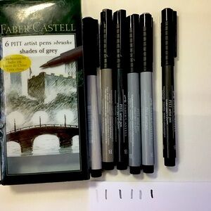 Fabre-Castel, 6 PITT artist pens, Shades of Grey